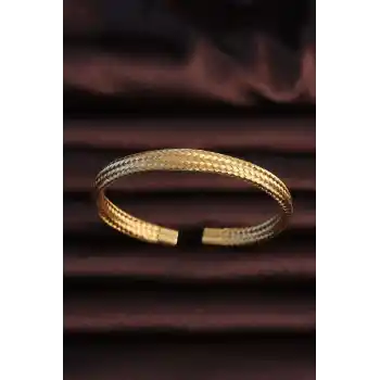 316L Çelik Altın Renk Hasır Görünüm Erkek Bileklik