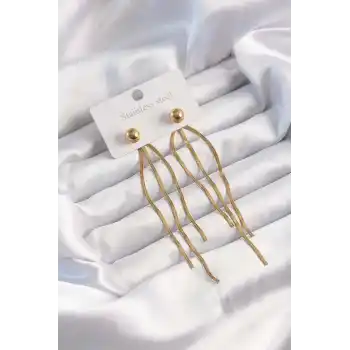 316L Çelik Altın Renk İtalyan Model Topçuk Küpe