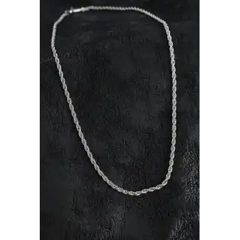 316L Çelik Burgu Zincir Model Gümüş Renk Erkek Kolye