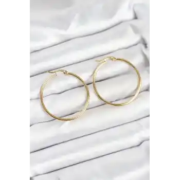 316L Çelik Gold Renk 35 mm Halka Kadın Küpe