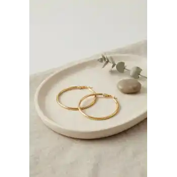 316L Çelik Gold Renk 36 mm Halka Küpe