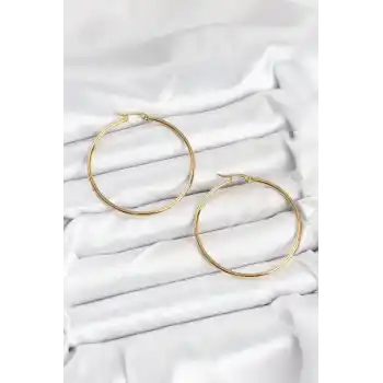 316L Çelik Gold Renk 45 mm Halka Kadın Küpe
