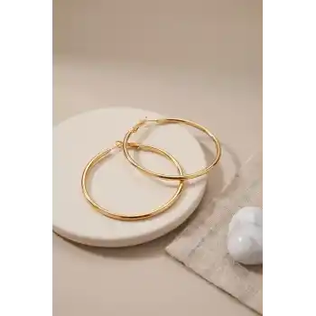 316L Çelik Gold Renk 46 mm Halka Küpe