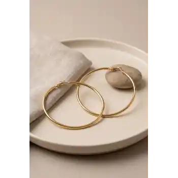 316L Çelik Gold Renk 66 mm Halka Küpe