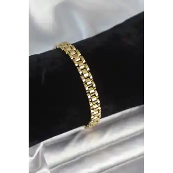 316L Çelik Gold Renk 7 mm Kalınlık Erkek Bileklik