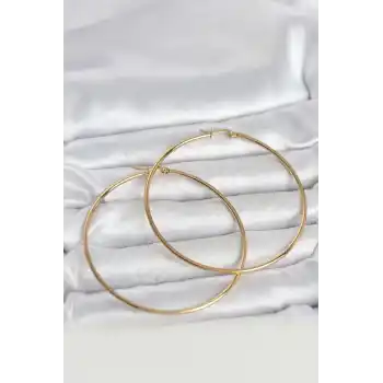 316L Çelik Gold Renk 70 mm Kadın Halka Küpe