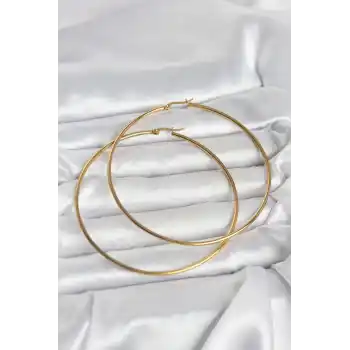 316L Çelik Gold Renk 80 mm Kadın Halka Küpe