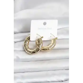 316L Çelik Gold Renk Bambu Model Halka Kadın Küpe