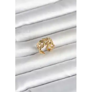 316L Çelik Gold Renk Başak Figür Kadın Yüzük