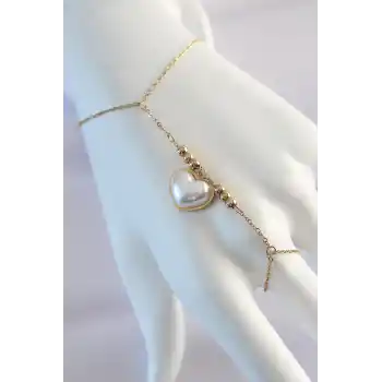 316L Çelik Gold Renk Beyaz Bubble Kalp Tasarımlı Şahmeran