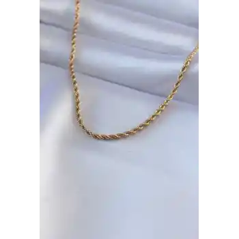 316L Çelik Gold Renk Burgu Model 45 cm Kadın Kolye