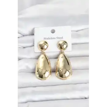 316L Çelik Gold Renk Damla Model Kadın Küpe