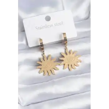 316L Çelik Gold Renk Güneş Model Göz İşleme Kadın Küpe