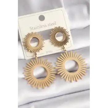 316L Çelik Gold Renk Güneş Model Kadın Küpe