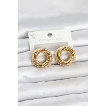 316L Çelik Gold Renk Halka Model Asorti Kadın Küpe