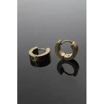 316L Çelik Gold Renk Halka Model Çift Küpe