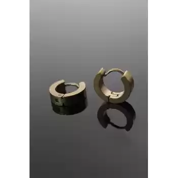 316L Çelik Gold Renk Halka Model Çift Küpe