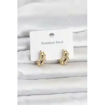 316L Çelik Gold Renk Halka Model Kadın Küpe