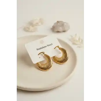 316L Çelik Gold Renk Halka Model Küpe