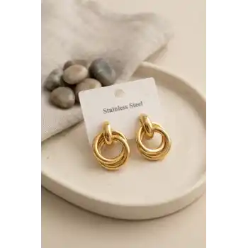 316L Çelik Gold Renk Halka Model Küpe