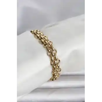 316L Çelik Gold Renk Hasır Zincir Model Kadın Bileklik