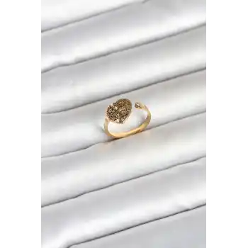 316L Çelik Gold Renk Kalp Model Kadın Yüzük
