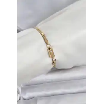 316L Çelik Gold Renk Külçe Altın Model Kadın Bileklik
