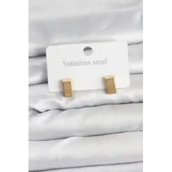 316L Çelik Gold Renk Külçe Altın Model Kadın Küpe