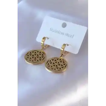 316L Çelik Gold Renk Lotus Model Kadın Küpe