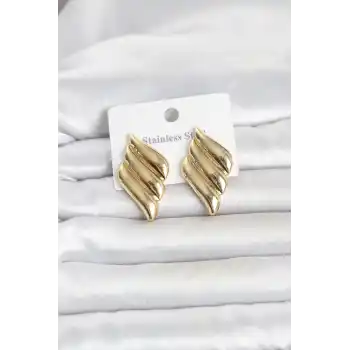 316L Çelik Gold Renk Motif Model Kadın Küpe