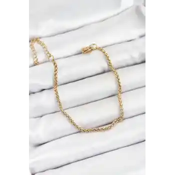 316L Çelik Gold Renk Örgü Burgu Zincir Erkek Bileklik