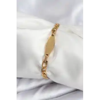 316L Çelik Gold Renk Oval Yazı Yazmaya Uygun Kadın Bileklik