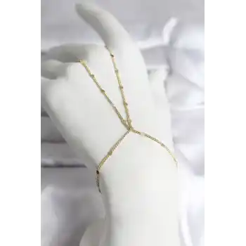 316L Çelik Gold Renk Parçalı Ezme Zincir Model Kadın Şahmeran