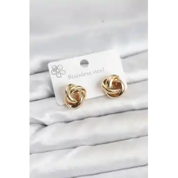 316L Çelik Gold Renk Sarmal Model Kadın Küpe