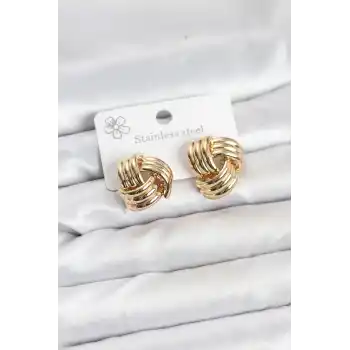 316L Çelik Gold Renk Sarmal Model Kadın Küpe