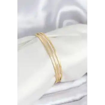 316L Çelik Gold Renk Simli Model Ajda 65 mm Kadın Bileklik