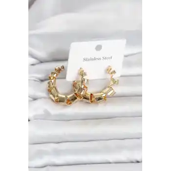 316L Çelik Gold Renk Spiral Halka Kadın Küpe