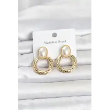 316L Çelik Gold Renk Vintage Model Kadın Küpe