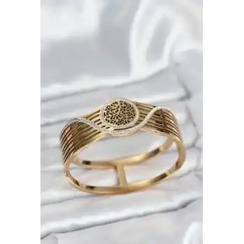 316L Çelik Gold Renk Yaşam Ağacı Modelli Kadın Kelepçe Bileklik