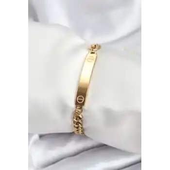 316L Çelik Gold Renk Yazı Yazmaya Uygun Kadın Bileklik