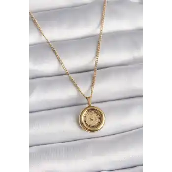 316L Çelik Gold Renk Zincir Gold Altın Model Kadın Kolye