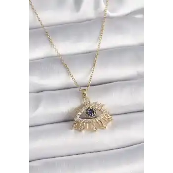 316L Çelik Gold Renk Zincir Zirkon Taşlı Göz Model Kadın Yüzük