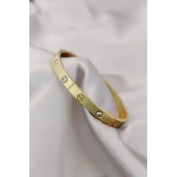 316L Çelik Gold Renk Zirkon Taşlı Bileklik