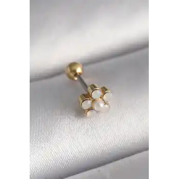 316L Çelik Gold Renk Zirkon Taşlı Çiçek Model Tragus Piercing