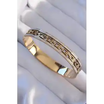 316L Çelik Gold Renk Zirkon Taşlı Model Kelepçe