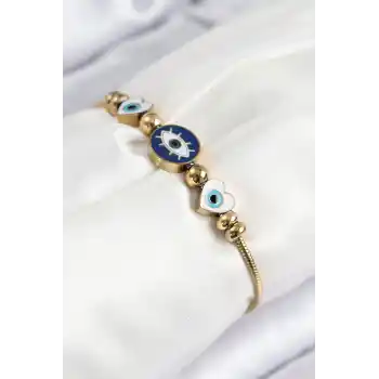 316L Çelik Göz Charm Model Gold Renk Kadın Bileklik