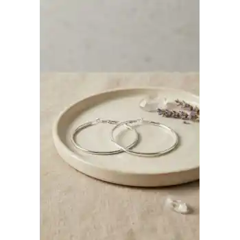 316L Çelik Gümüş Renk 56 mm Halka Küpe