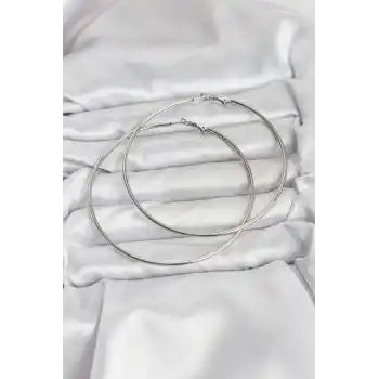 316L Çelik Gümüş Renk 75 mm Halka Küpe