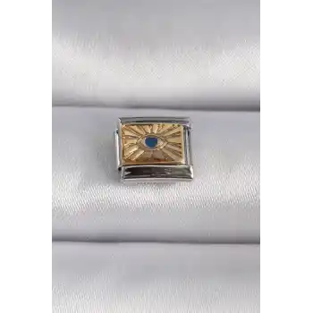 316L Çelik Gümüş Renk Altın Göz İşlemeli Nomination Charm