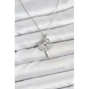 316L Çelik Gümüş Renk Balerin Model Kadın Kolye